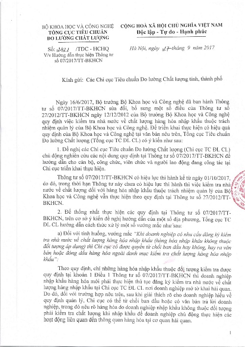 Hướng dẫn thực hiện thông tư 07-2017-bkhcn