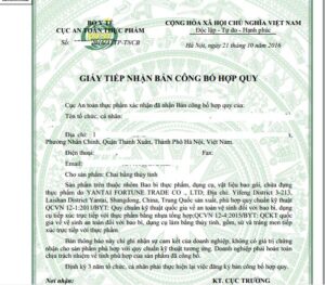 xin công bố bao bì thực phẩm